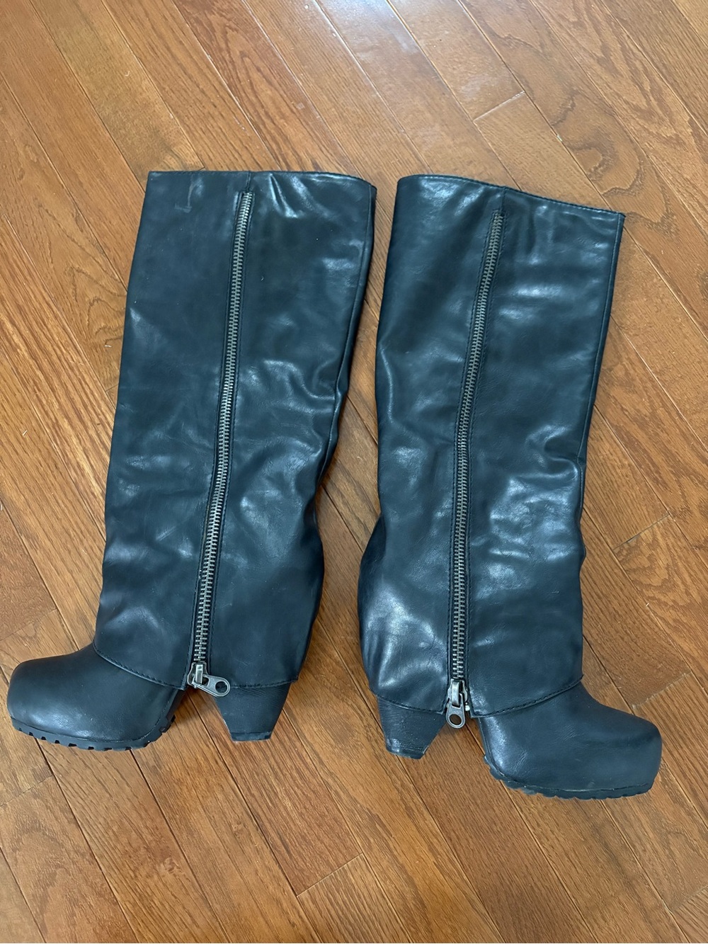 Women's Big Buddha Black Zip Block Heel Boots
